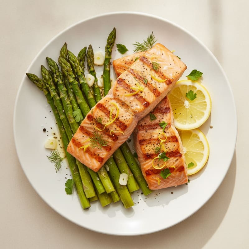 Lemon Herb Grilled Salmon with Asparagus