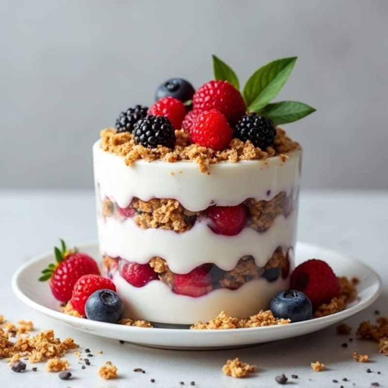 Creamy Greek Yogurt Parfait with Almond Butter and Mixed Berries
