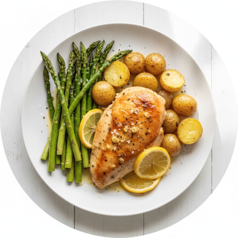 Lemon Herb Roasted Chicken with Asparagus