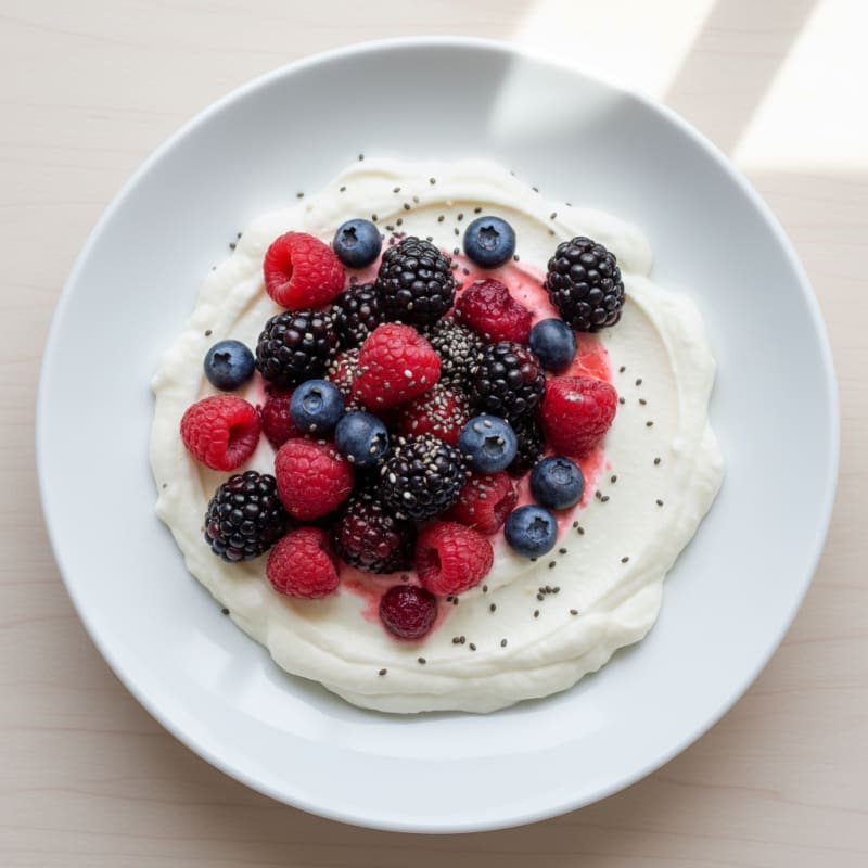 Silky Greek Yogurt Protein Mousse with Mixed Berries