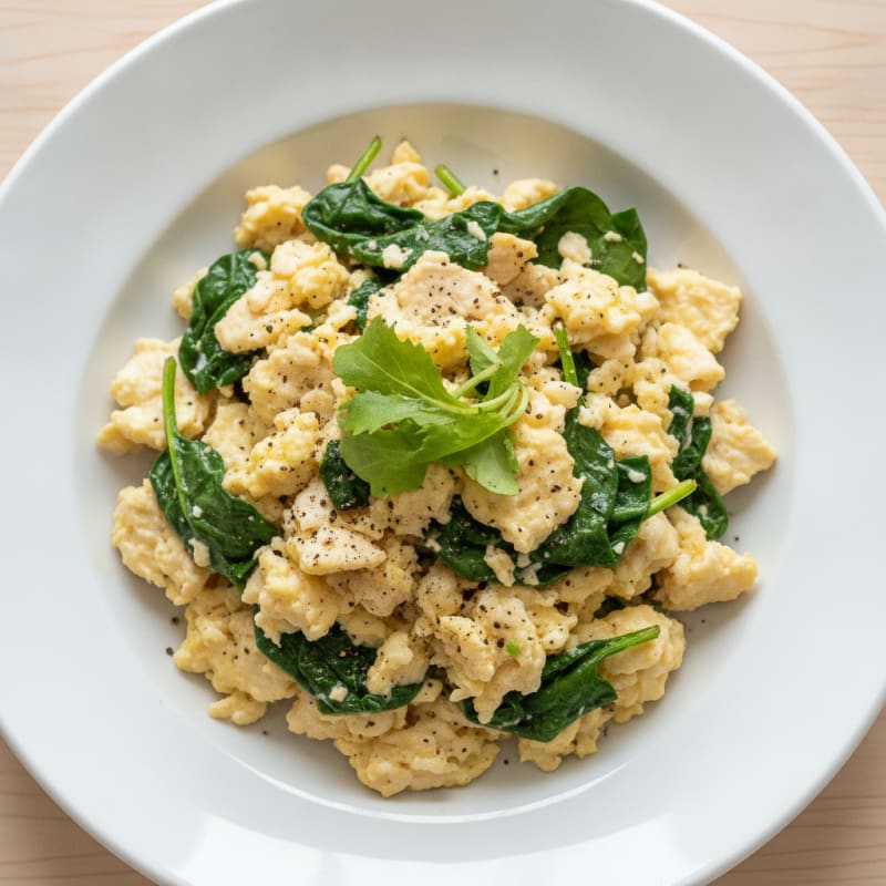 Egg White Spinach Scramble with Turkey Breast