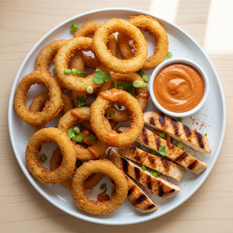Beer-Battered Onion Rings with Chipotle Aioli