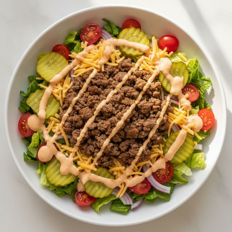 Deconstructed Cheeseburger Bowl with Special Sauce