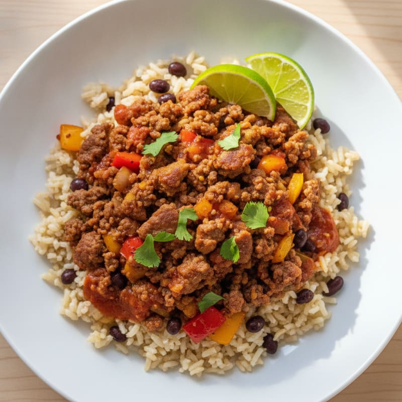 Ground Beef Taco Rice Bowl