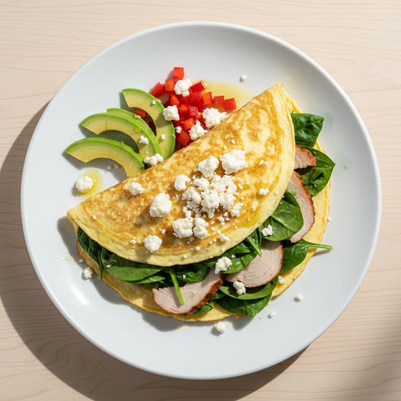 Egg White Spinach Omelette with Turkey Breast