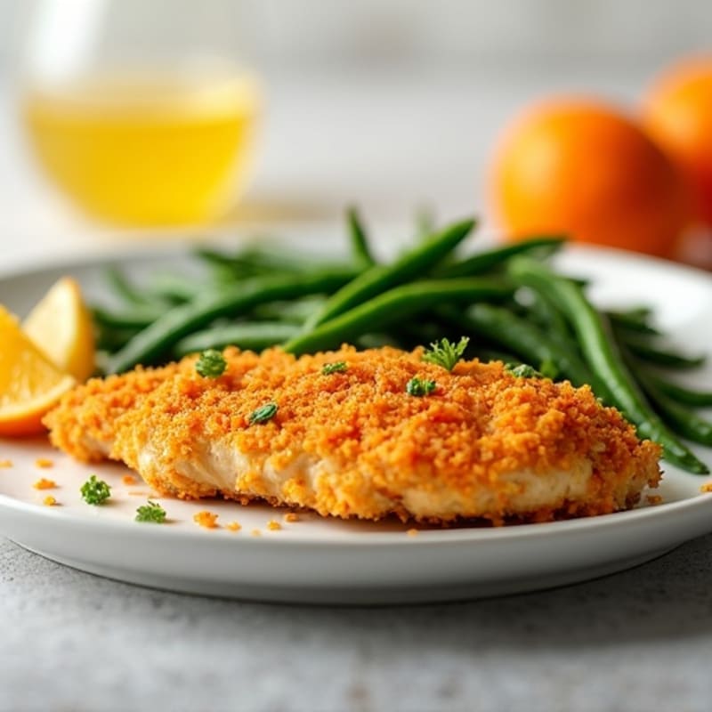 Crispy Orange Chicken with Garlic Green Beans