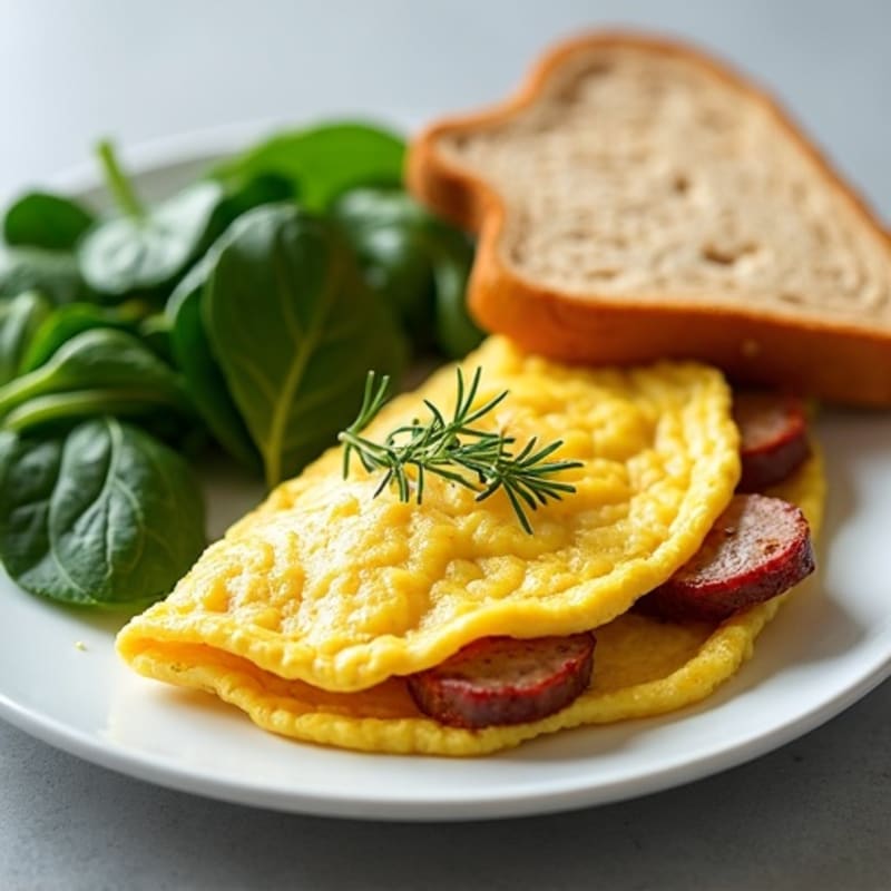 Egg White Omelette with Turkey Sausage and Spinach