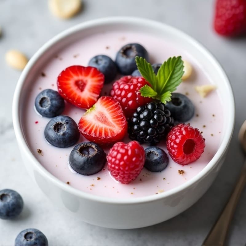 Greek Yogurt Protein Pudding with Mixed Berries