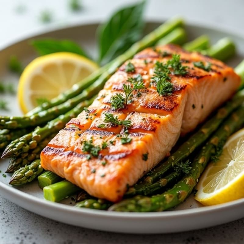 Lemon Herb Grilled Salmon with Crispy Roasted Asparagus