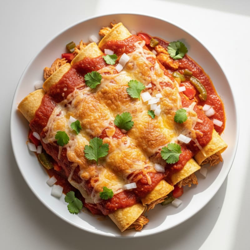 Chicken Enchiladas with Red Chili Sauce