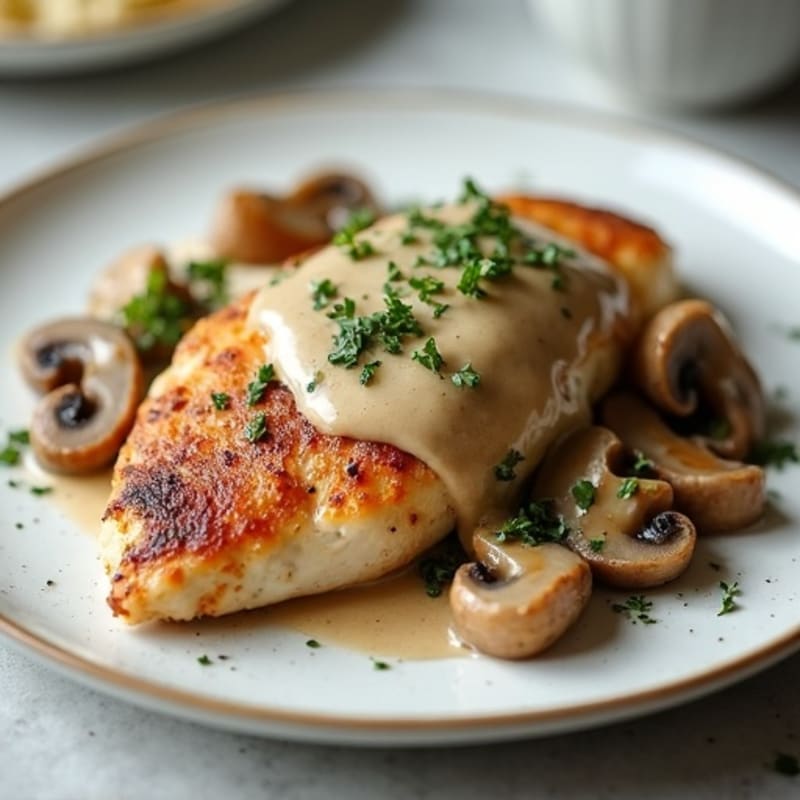 Pan-Seared Chicken with Creamy Mushroom Herb Sauce