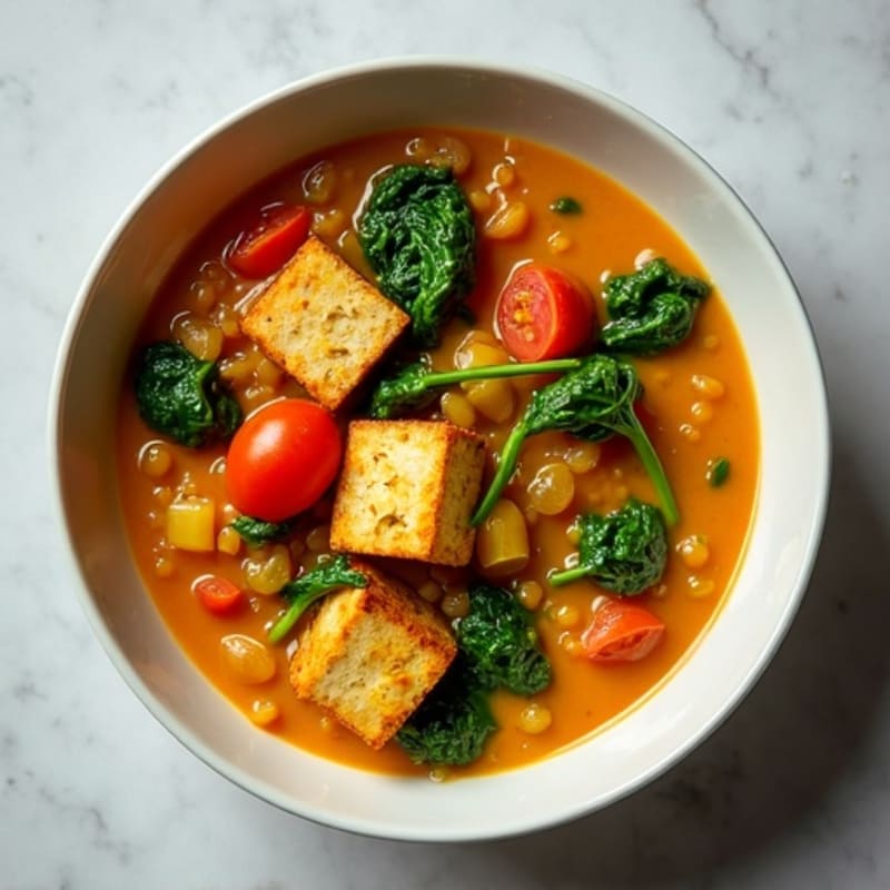 Creamy Coconut Red Lentil Stew with Spinach