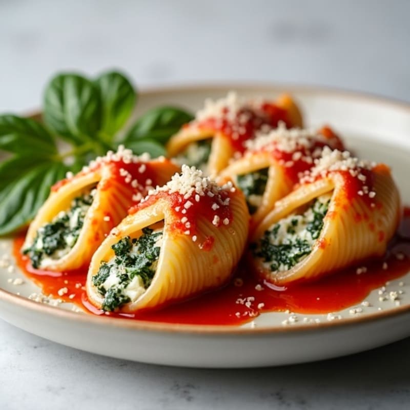 Hearty Baked Spinach & Ricotta Stuffed Shells