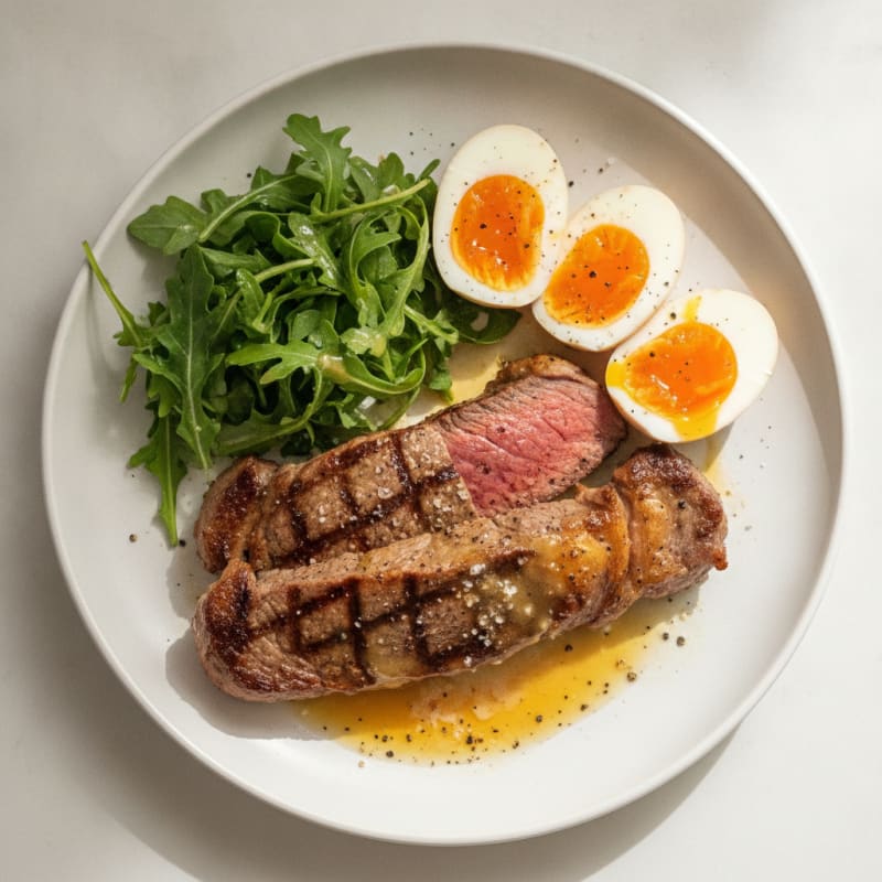 Pan-Seared Steak with Jammy Eggs