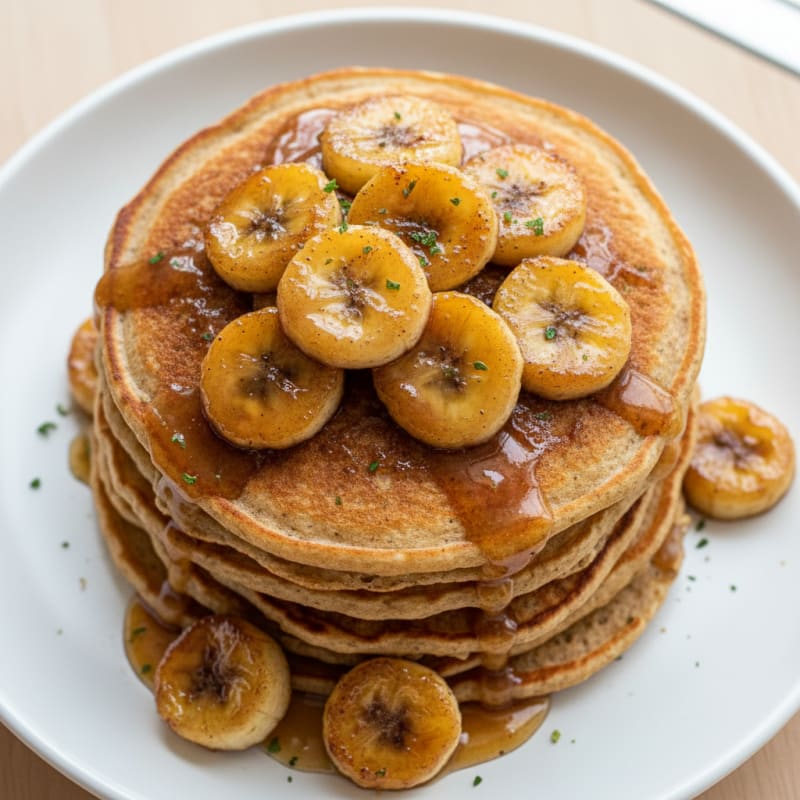 Golden Caramelized Banana Pancakes