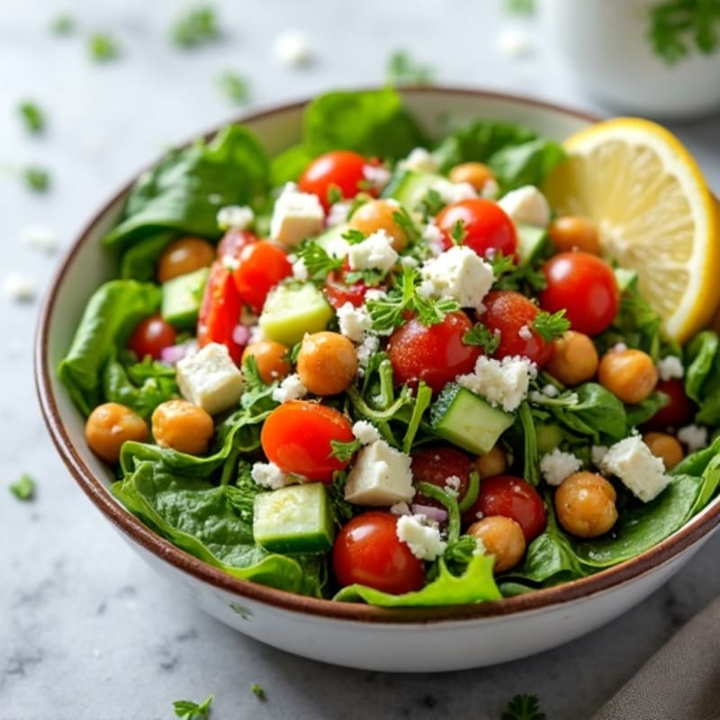 Crispy Fresh Vegetable and Feta Salad with Bright Lemon Dressing
