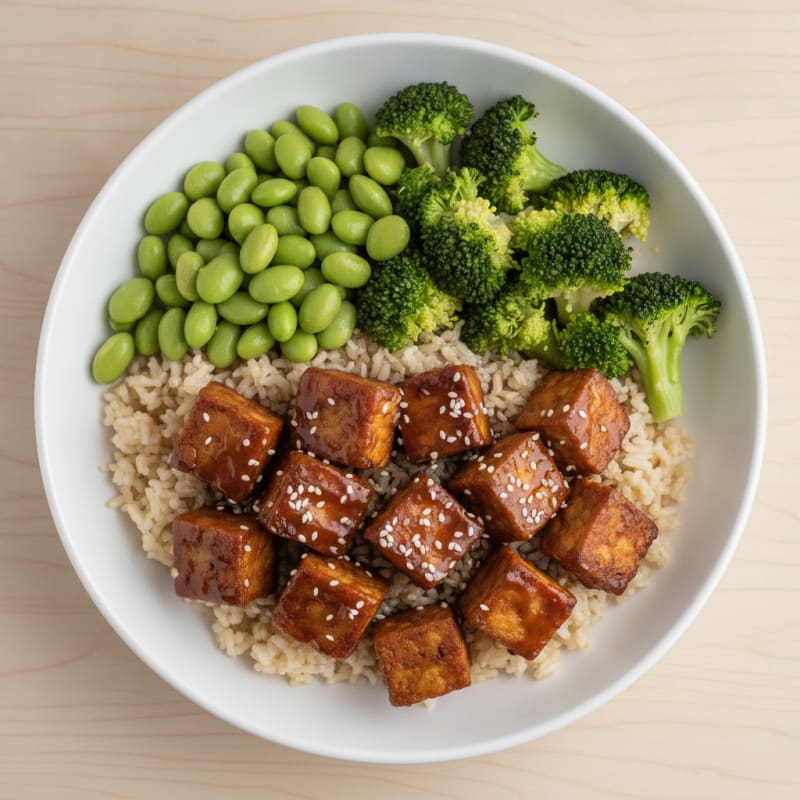 Teriyaki Tempeh Power Bowl with Edamame
