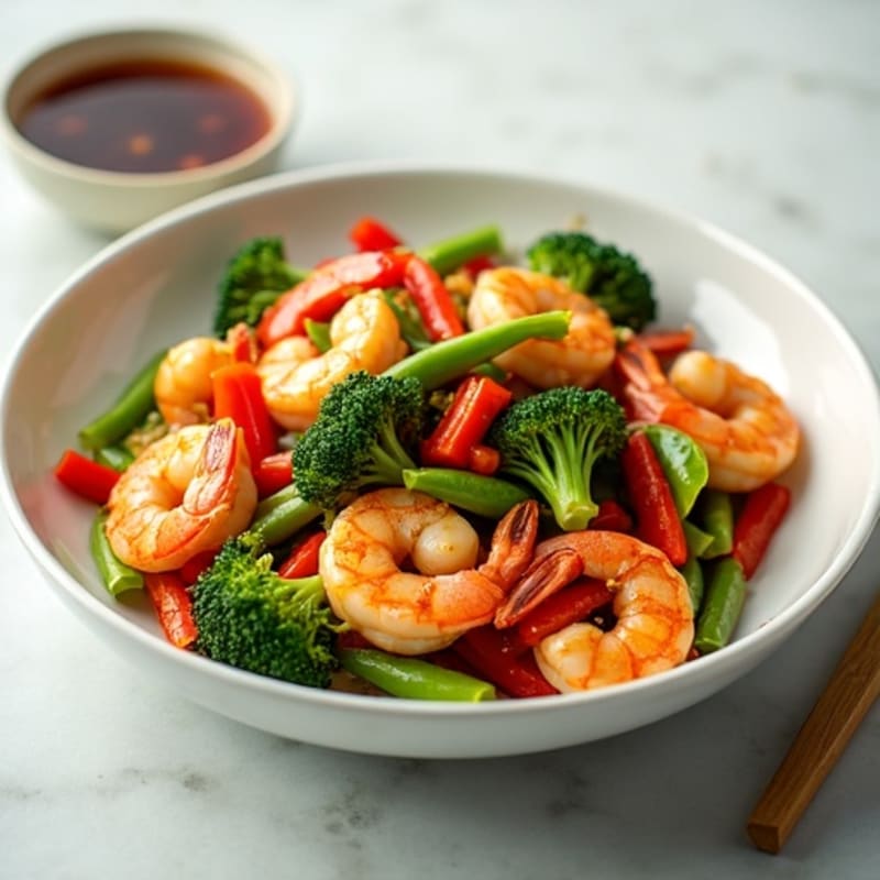 Sesame Garlic Shrimp with Crisp Vegetables