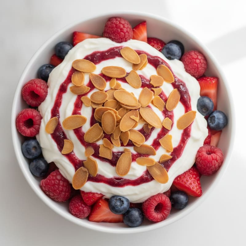 Greek Yogurt Protein Parfait with Berries and Almonds