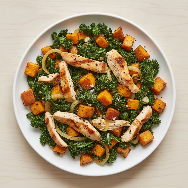 Sweet Potato and Kale Hash with Sautéed Chicken