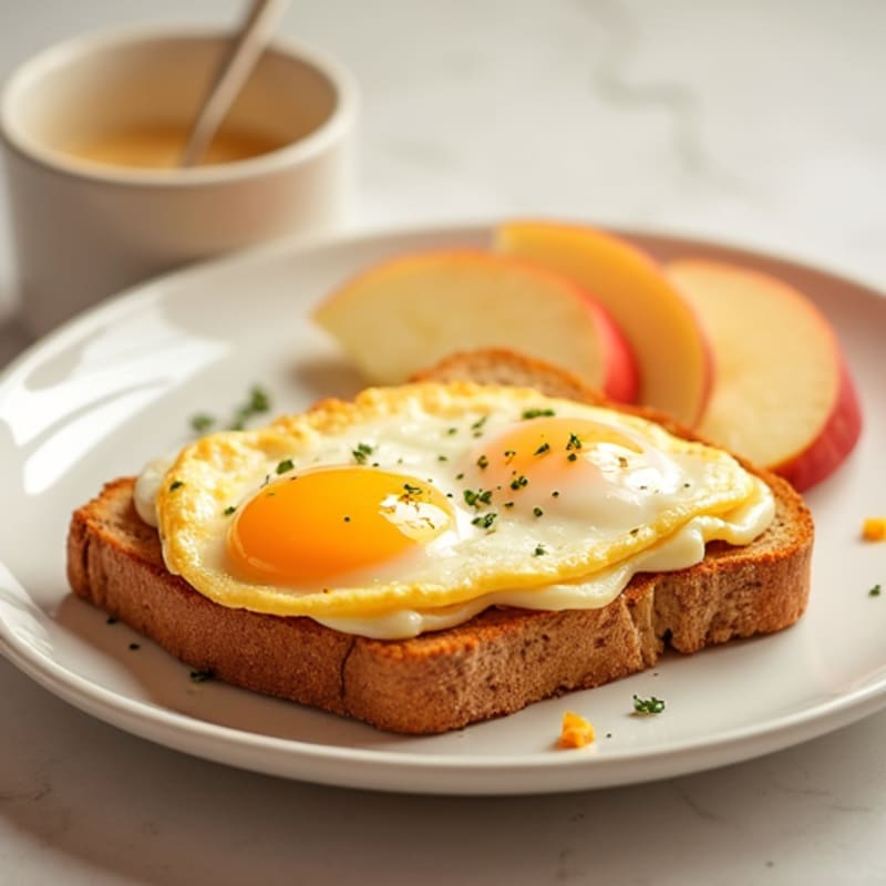 Egg and Cheese Whole Wheat Toast with Apple Slices