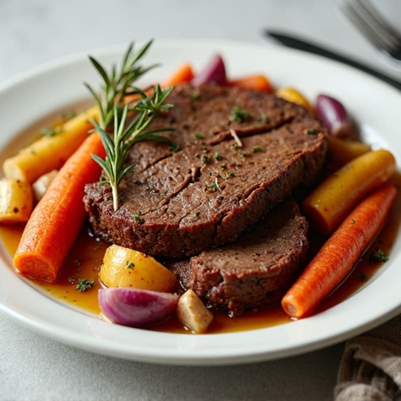 Herb-Crusted Tender Pot Roast with Root Vegetables