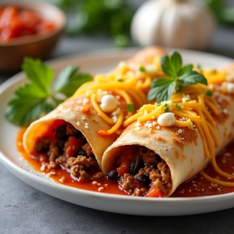 Hearty Lean Beef and Black Bean Cheesy Baked Enchiladas