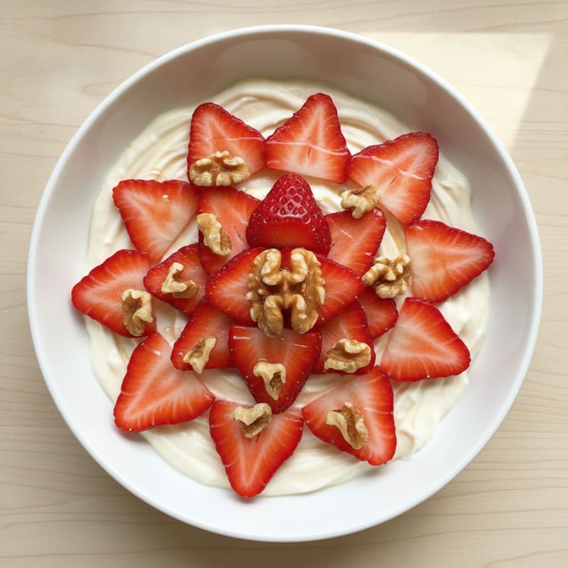 Creamy Greek Yogurt with Protein Powder and Fresh Strawberries
