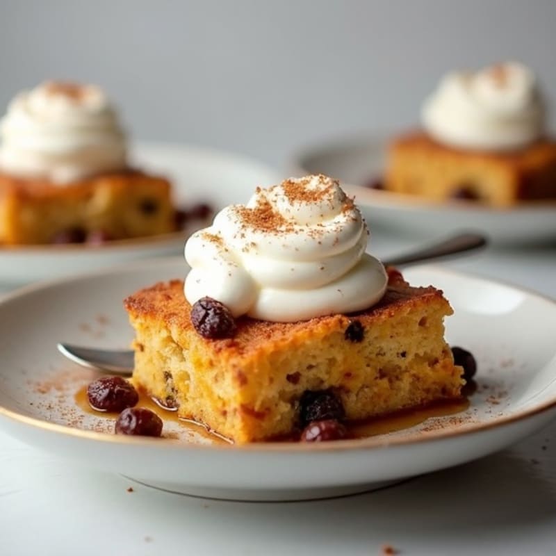 Protein Bread Pudding with Whipped Greek Yogurt