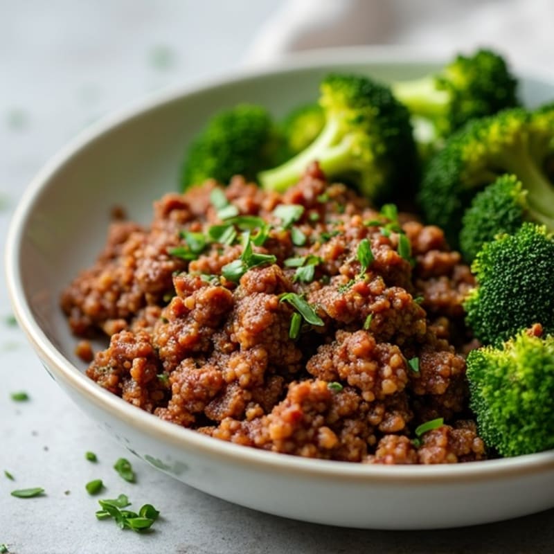 Lean Ground Beef with Crispy Roasted Broccoli
