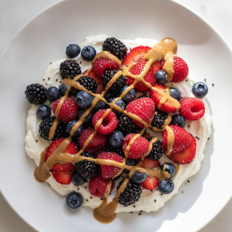 Silky Greek Yogurt Protein Pudding with Mixed Berries