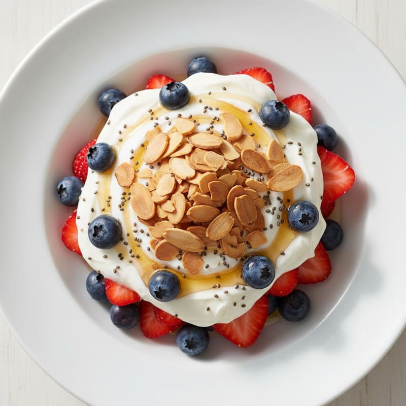 Greek Yogurt Parfait with Fresh Berries and Toasted Almonds