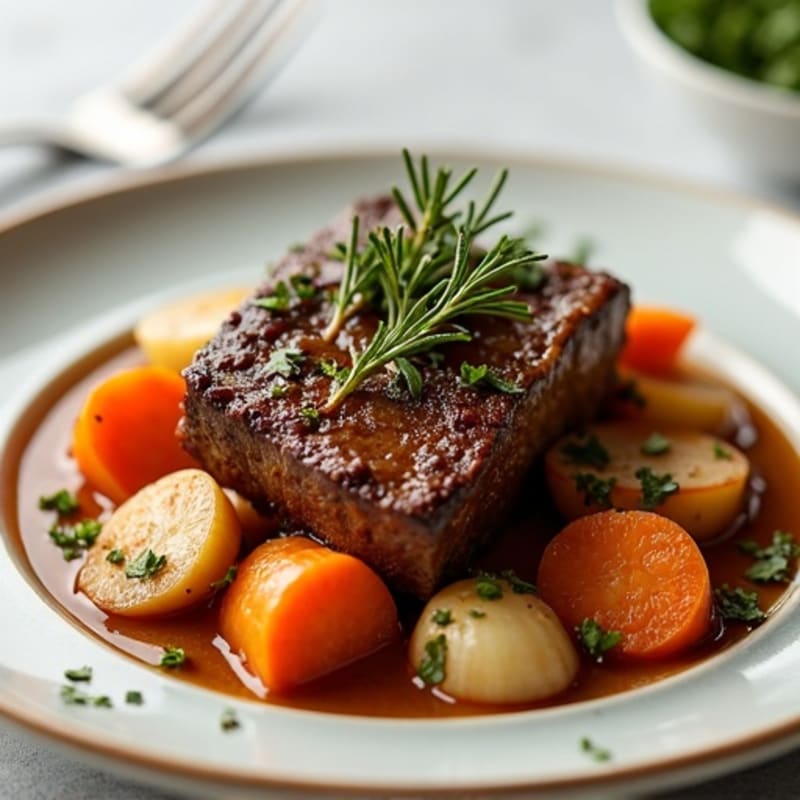 Herb-Braised Tender Lamb Shank with Root Vegetables