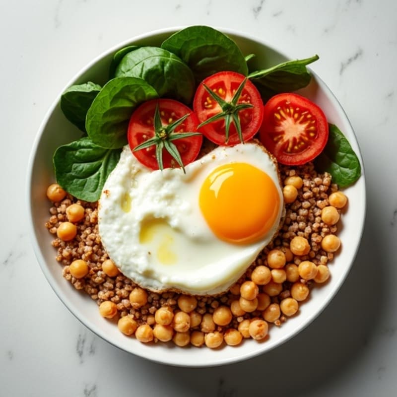 Hearty Buckwheat Grain Bowl with Fluffy Egg Whites