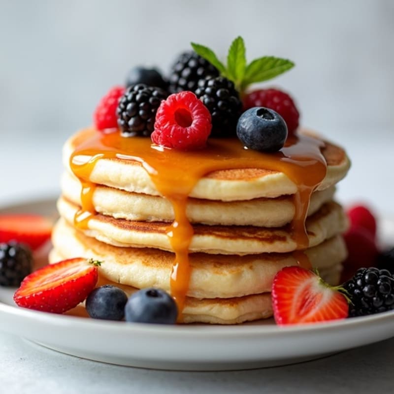 Cottage Cheese Protein Pancakes with Berries