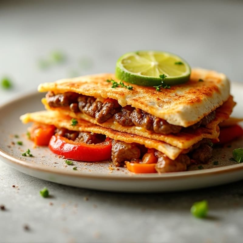 Spicy Lime Steak Quesadilla with Bell Peppers