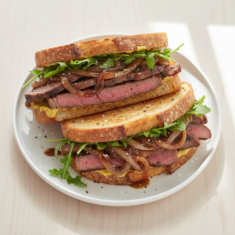 Tender Steak and Caramelized Onion Sandwich
