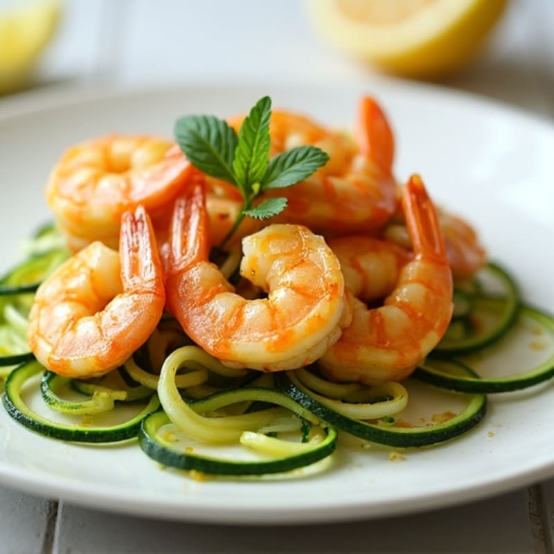 Pan-Seared Lemon-Garlic Shrimp with Fresh Zucchini Noodles