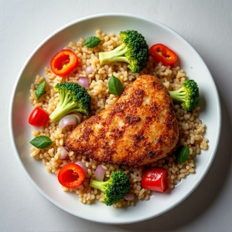 Crispy Chicken and Vegetable Skillet Rice