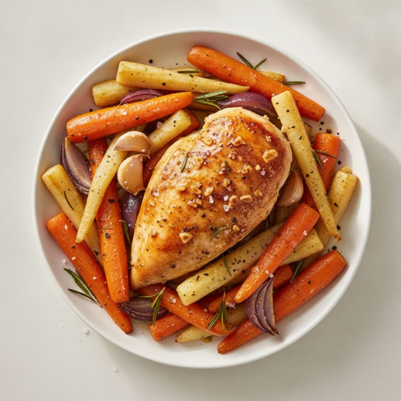 Garlic Herb Roasted Chicken with Root Vegetables