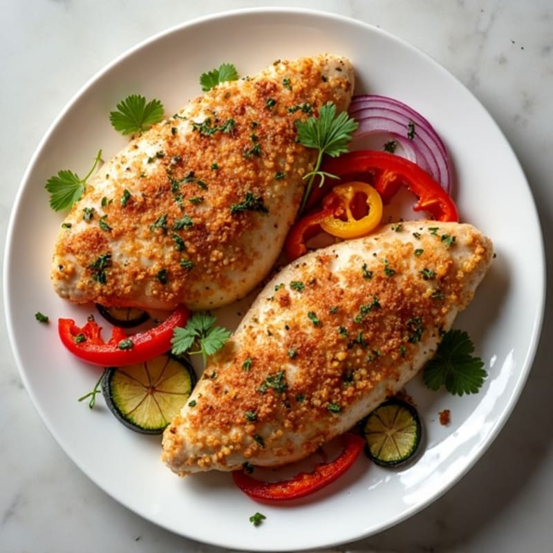 Herb-Crusted Pan Seared Chicken with Roasted Vegetables