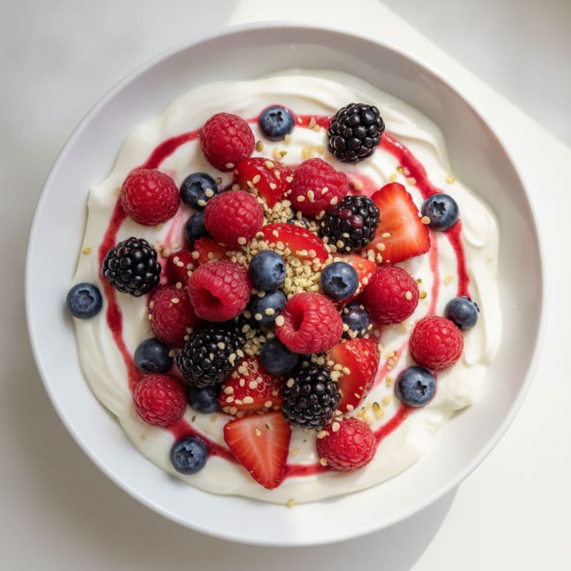 Silky Greek Yogurt Protein Pudding with Mixed Berries