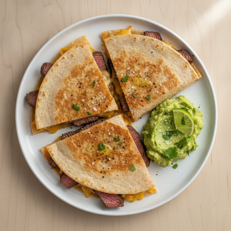 Carne Asada Quesadillas with Guacamole