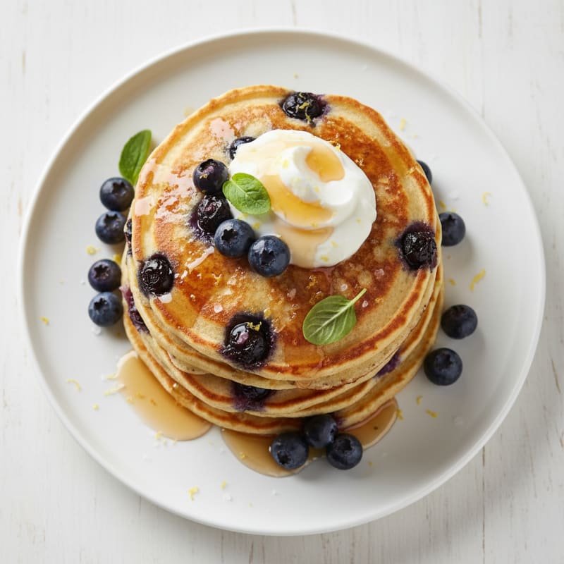 Blueberry Ricotta Pancakes with Lemon Zest