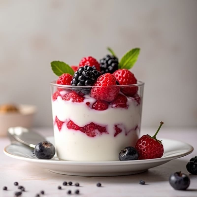 Silky Greek Yogurt Protein Pudding with Mixed Berries