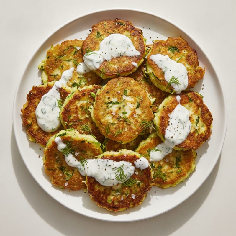 Zucchini Fritters with Dill Yogurt Sauce