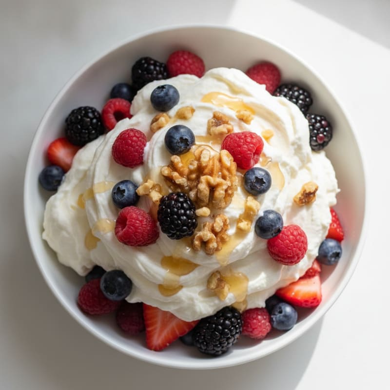 Creamy Greek Yogurt Protein Mousse with Mixed Berries