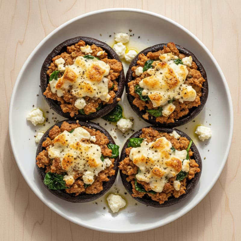 Herb and Cheese Stuffed Portobello Mushrooms