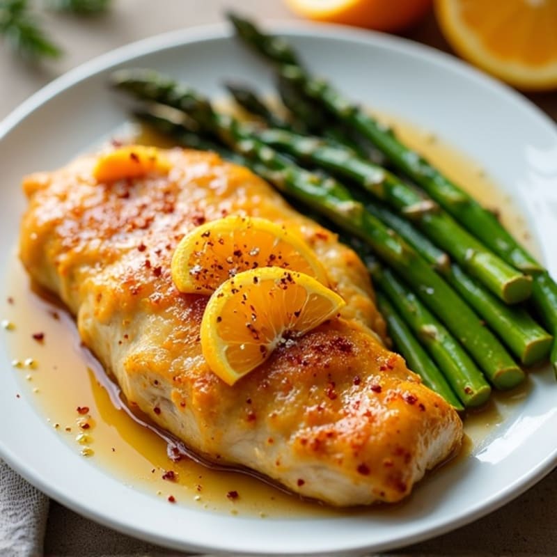 Baked Zesty Orange Chicken with Roasted Asparagus