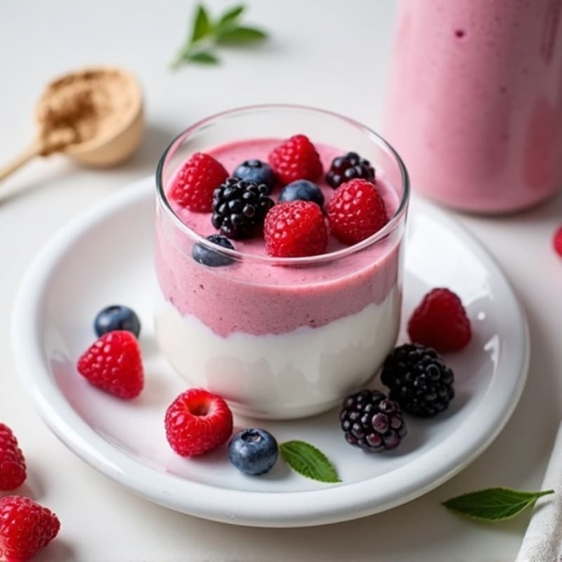 Greek Yogurt Protein Pudding with Mixed Berries